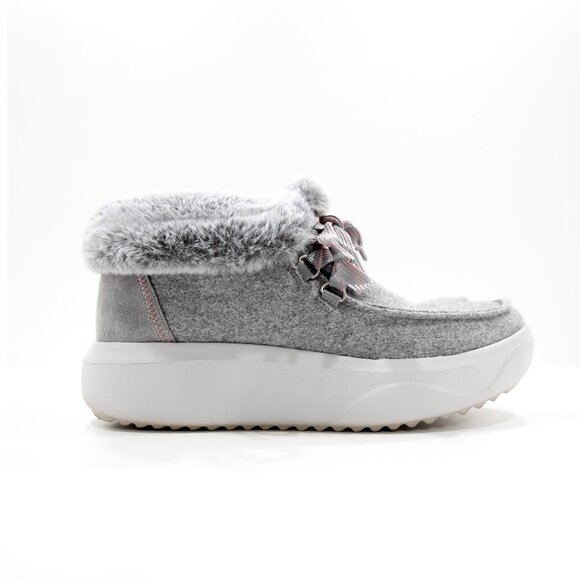 Skechers BOBS Skipper Wave Gray Suede Faux-Fur Lined Platform Booties - 7.5 - Picture 3 of 7